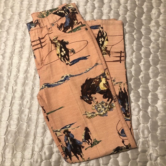 Roughrider by Circle T Denim - Roughrider by Circle T Western Cowboy Print Jeans – Pink – Size 28